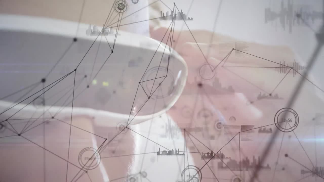 연결 네트워크의 애니메이션과 헤드 ⁇ 을 착용하는 사람에 대한 통계