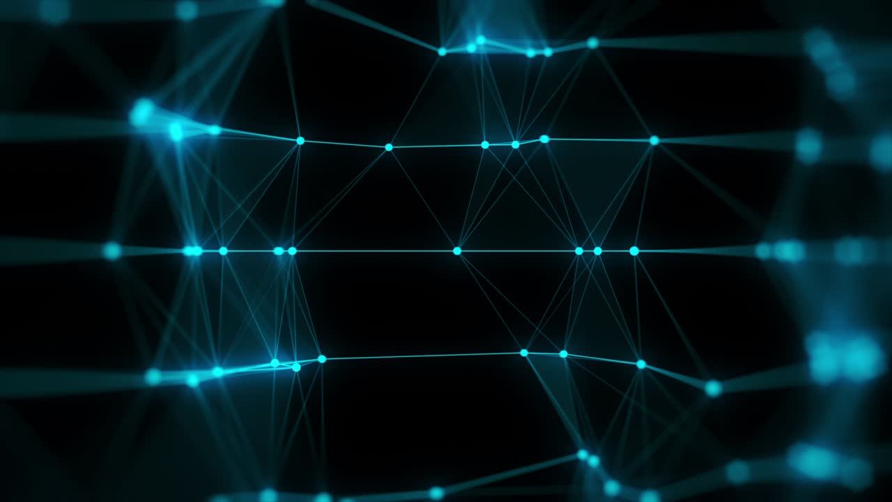 Digital Connection Dots and Line moving in Space, Technology Background isolated on Black Background 4K