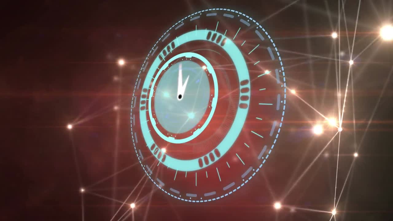시계에 대한 연결 네트워크의 애니메이션이 빠르게 움직입니다.