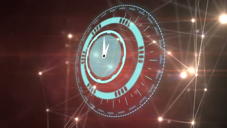 animación de la red de conexiones durante el reloj moviéndose rápidamente