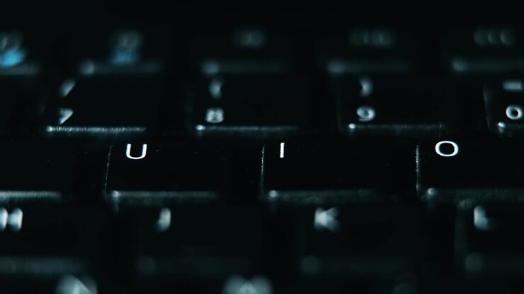 macro dettagli della tastiera con movimento del cursore