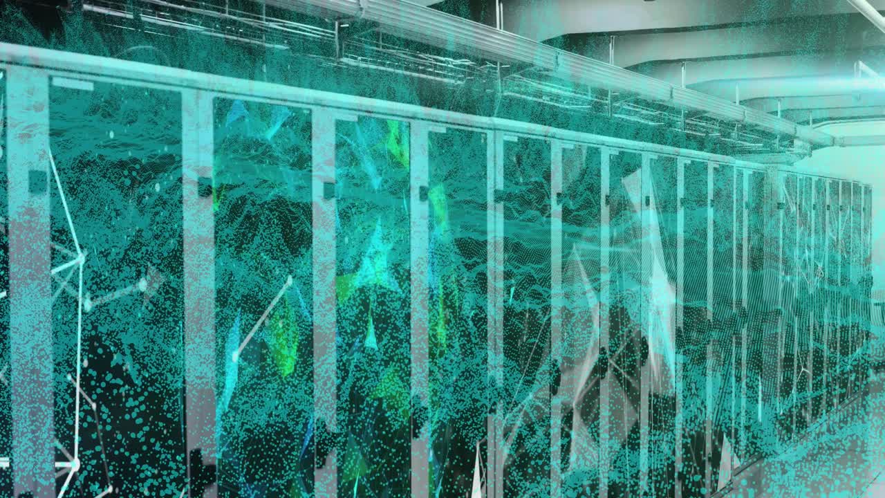 Animation of shapes over server room