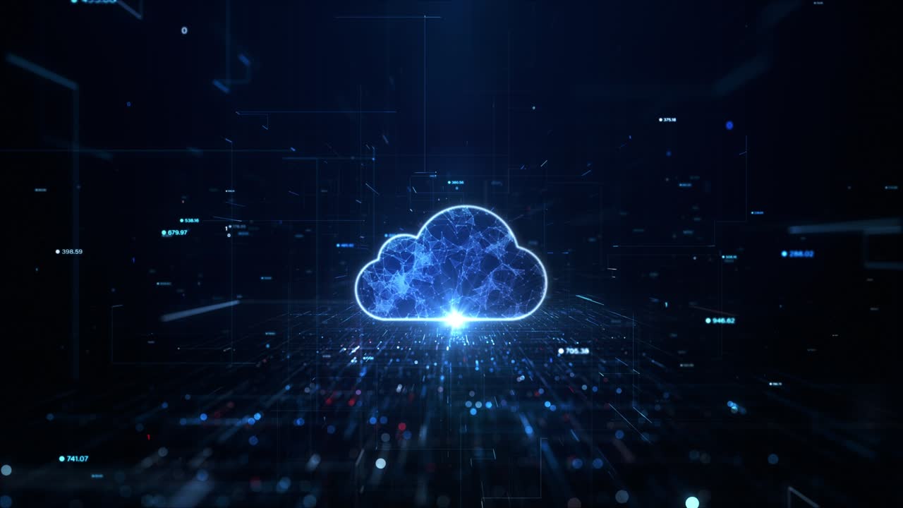 Digital Cloud Computing Cyber Security, Digital Data Network Protection, Future Technology Digital Data Network Connection Abstract Background Concept.