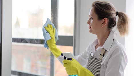 Woman Cleaning Window