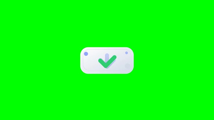 Animated Download Button Transforming into a Checkmark on Green Screen