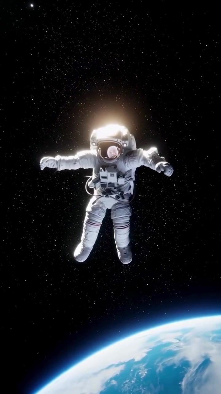 Astronaut Floating in Outer Space with Earth in the Background