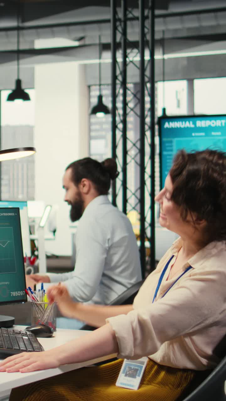 Vertical Video Diverse man and woman congratulating each other with a high five