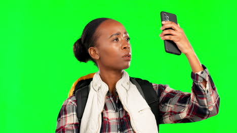 Lost,-gps-and-phone-with-black-woman-on-green