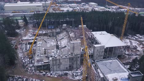 construction site aerial view in winter