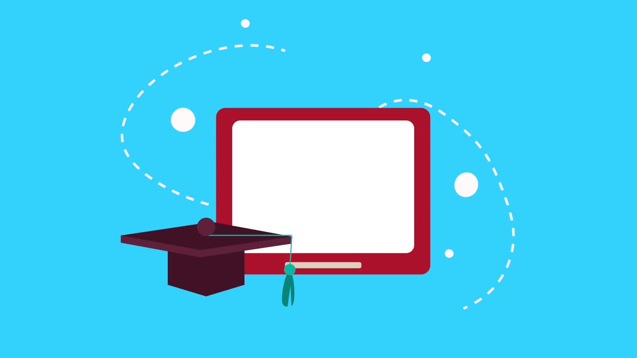 ebook in fornitura di tablet con cappello di laurea animazione di elearning