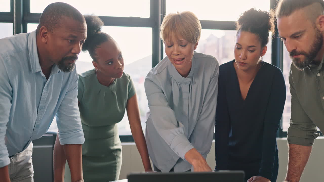 Planning, laptop and business people teamwork