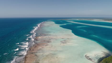 vista aérea viajando arrecife de coral bajo aguas cristalinas de color turquesa, los roques sebastopol