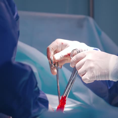 close up of surgery team operating