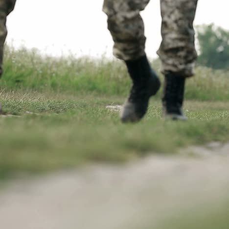 close up of soldier legs