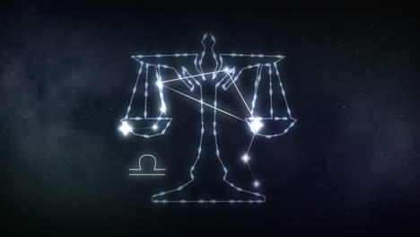 animation of libra sign with stars on black background