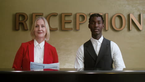 receptionists in the hotel hall