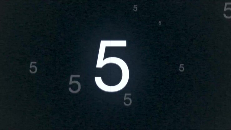 Retro black film countdown from 1 to 10 in 90s style