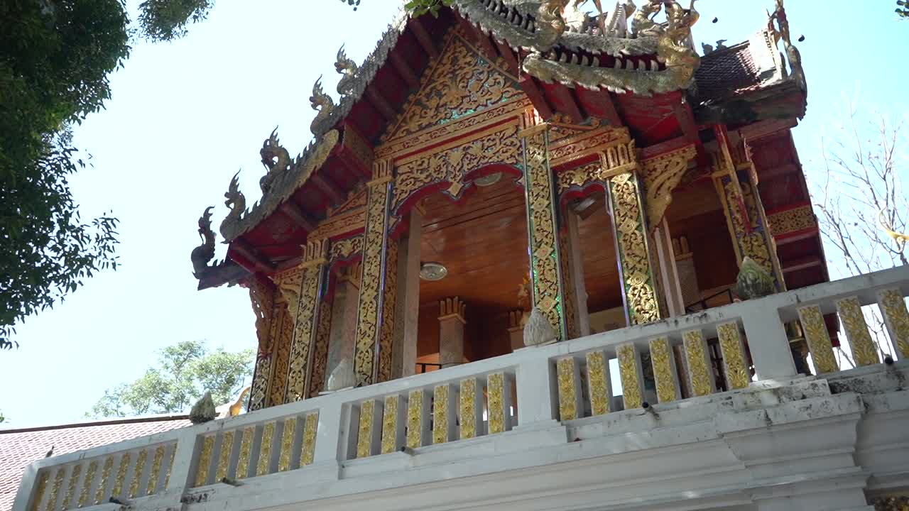 Beautiful Mondop structure in a Buddhist Temple in Chiang Mai, Thailand.
