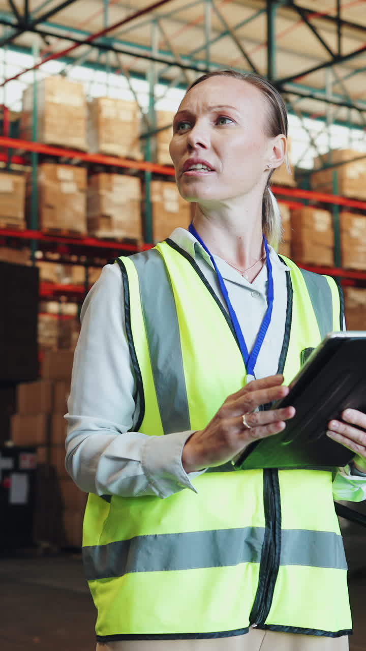 empleado del almacén con una tableta