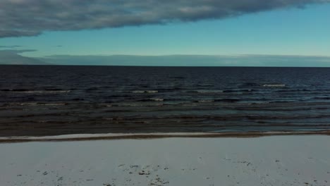 aerial view at the baltic sea, winter season landscape by the sea in sunny day