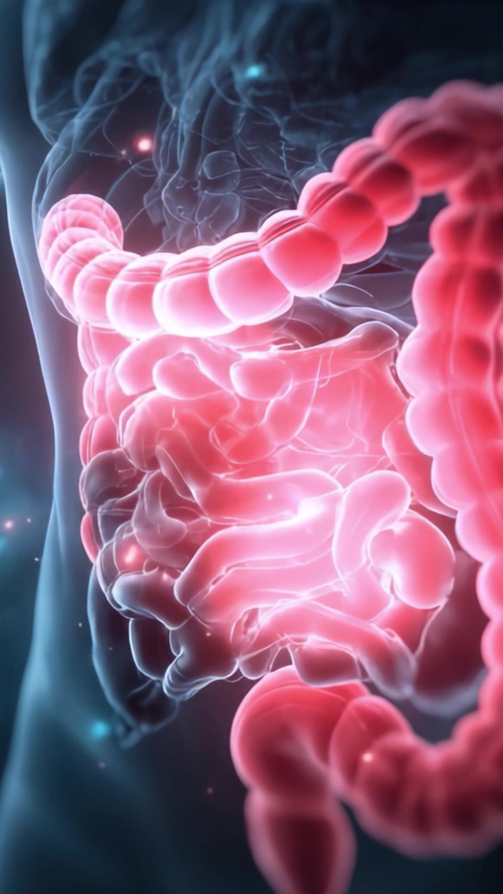 Una visualizzazione ravvicinata dell'intestino umano: esplorando le complessità e le funzioni del sistema digestivo attraverso immagini vivide e dettagliate.