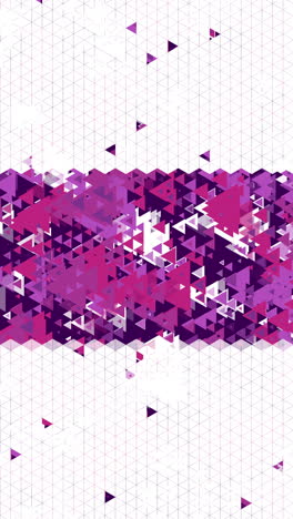 purple gradient illuminated triangles horizontal stripe animation on white background. looped. vertical video.
