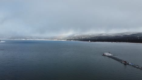 big bear lake winter aerial flyover