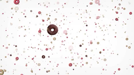animated background with flying tasty donuts. 4k