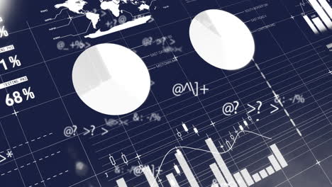 animation of statistics and data processing on black background