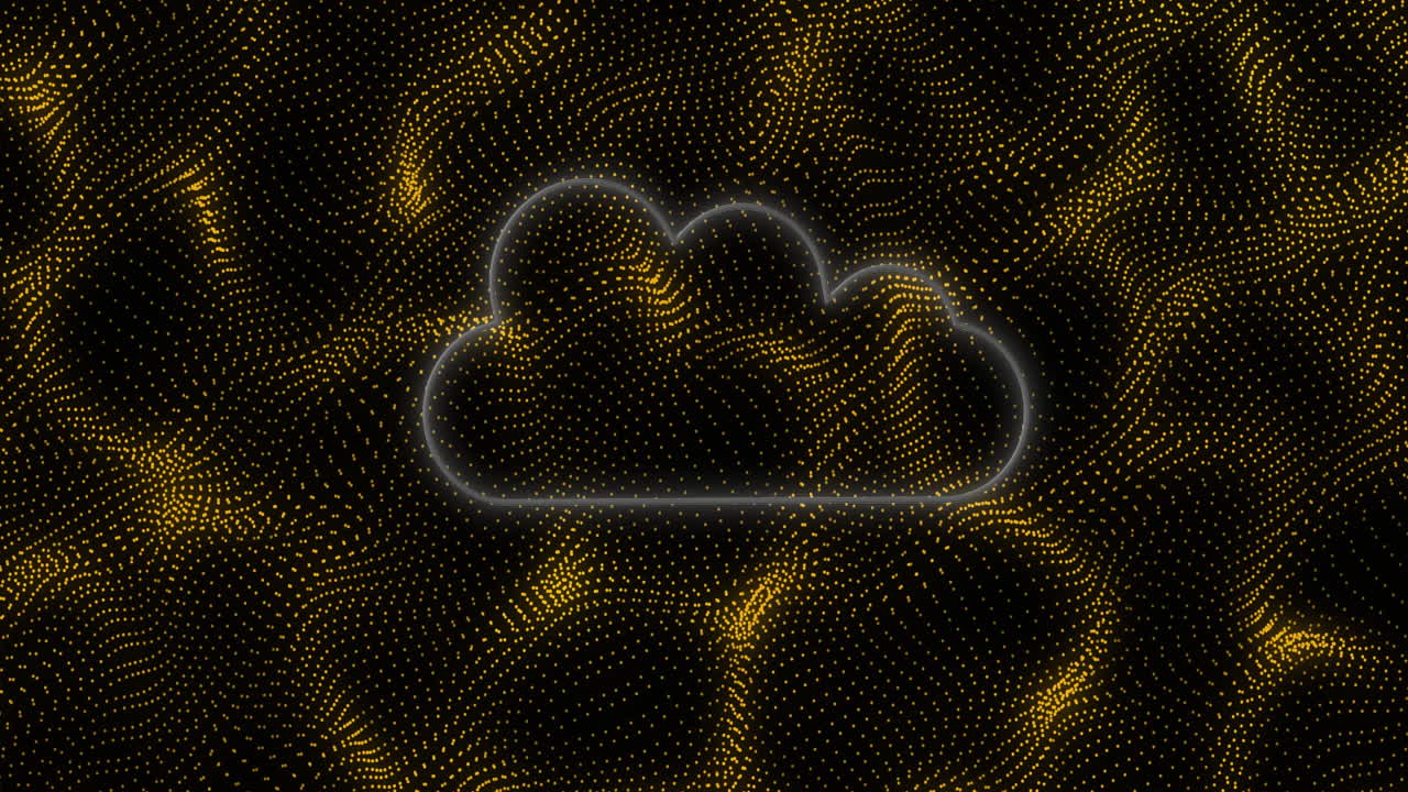 animación de una nube de neón sobre formas en movimiento