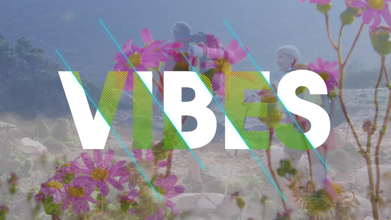 animación de vibraciones texto sobre las personas al aire libre