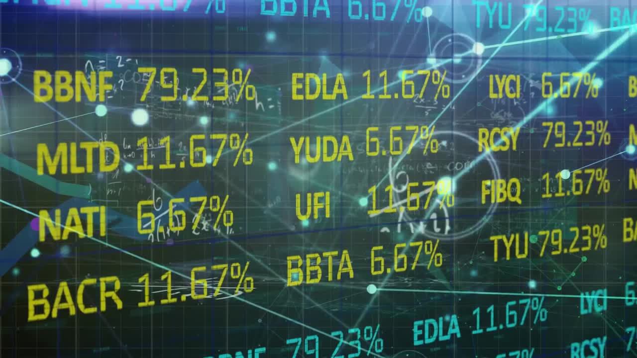 Animation of networks of connections and financial data processing