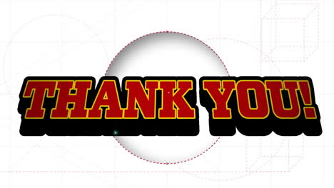animation of thank you text over white shapes