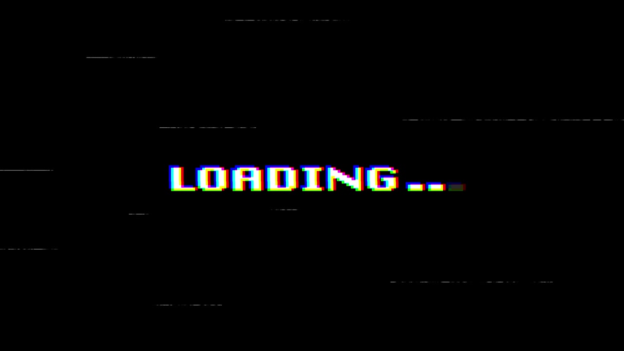 Animated Pixel Loading Text with Glitch Effect
