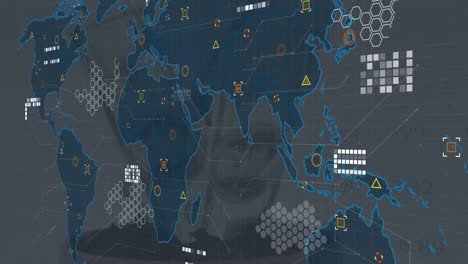 Animation-Der-Datenverarbeitung-Und-Weltkarte-über-Banknoten