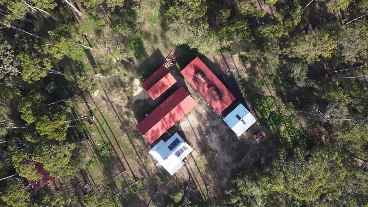 Birdseye view of La Compartici&oacute;n campsite in the central mountain range near Pico Duarte in the Dominican Republic