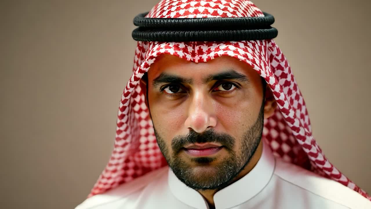 전통 아랍 의 옷 을 입은 남자 의 초상화