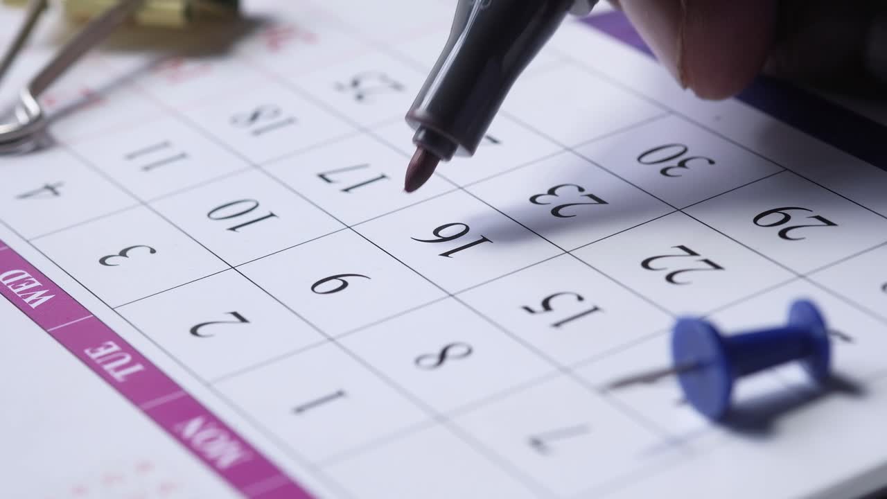 fechas marcadas en el calendario