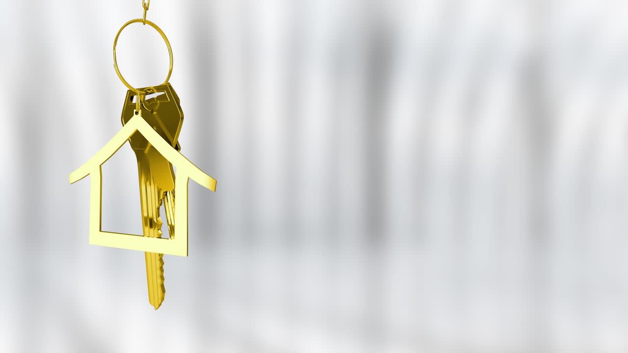 animando el llavero de la casa dorada sobre un fondo borroso