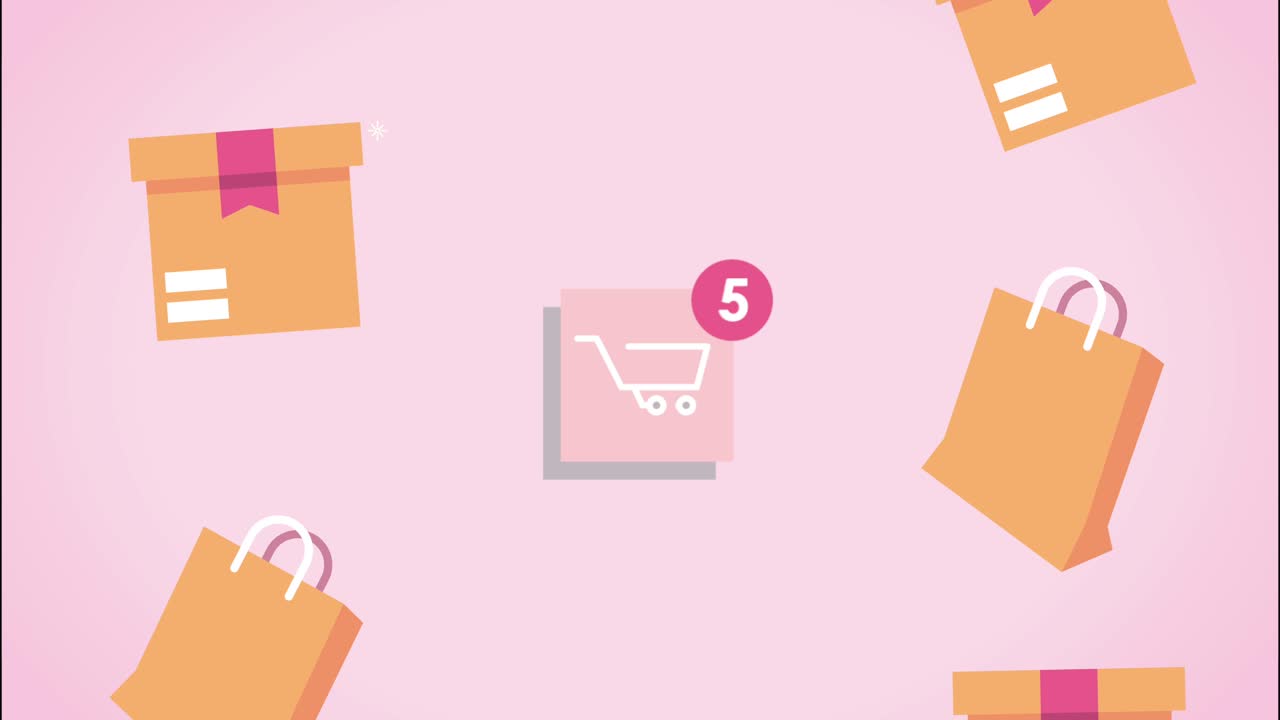 shopping cart and packings animation