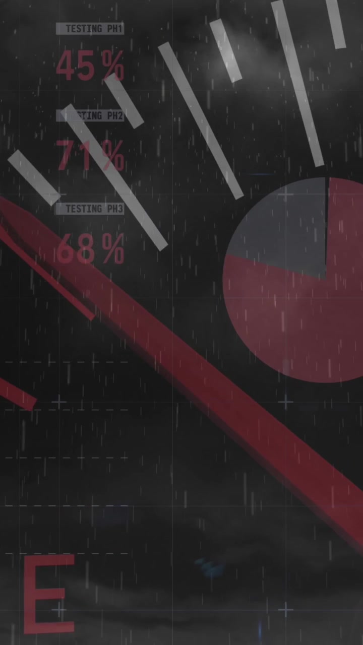 Animation of speedometer over infographic interface against rain and lightning in cloudy sky