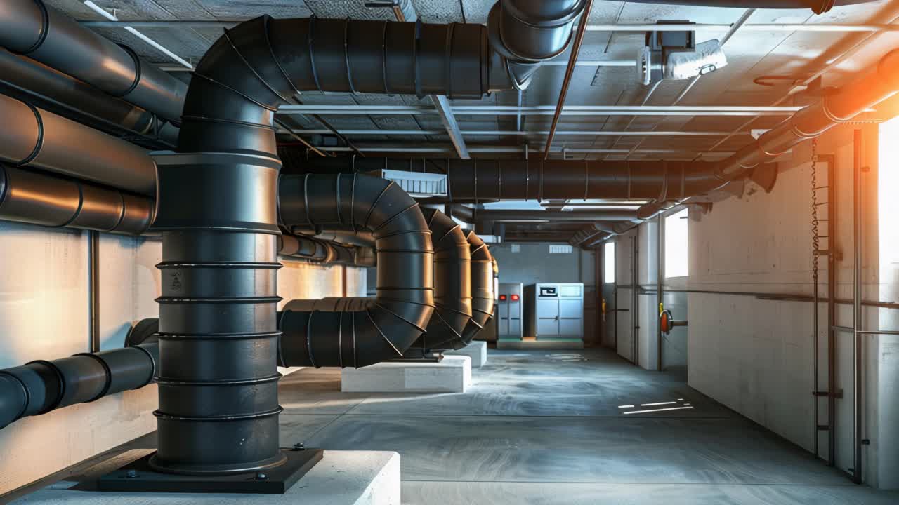 Industrial Mechanical Room with Piping and Equipment