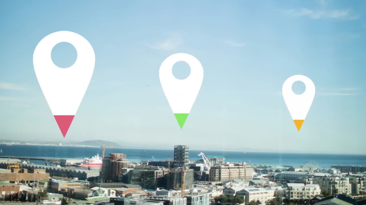 alfileres de ubicación sobre el paisaje