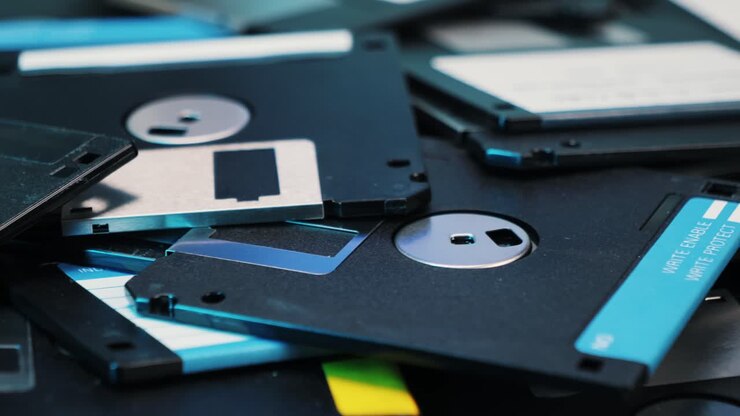 Vintage Floppy Disks and Mouse