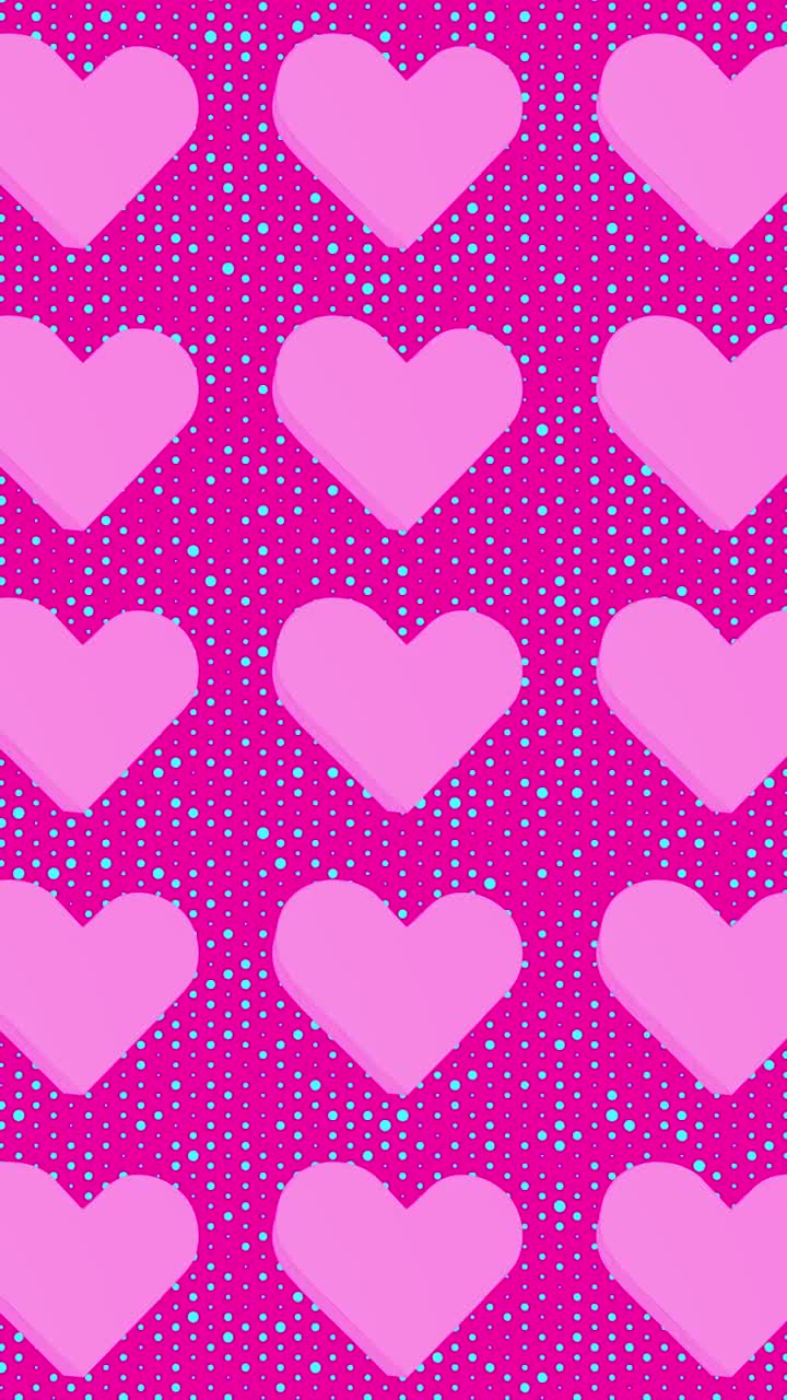 Animated Pink Hearts Pattern on Bright Dotted Background