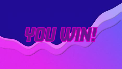 Animation-of-you-win-text-over-purple-waves-on-blue-background