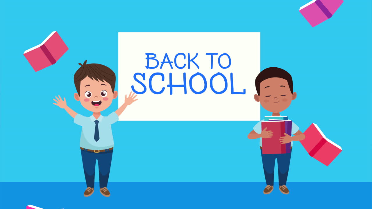 작은 소년과 책과 함께 학교 시즌으로 돌아갑니다.