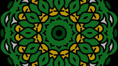 close up of abstract green floral mandala rotating