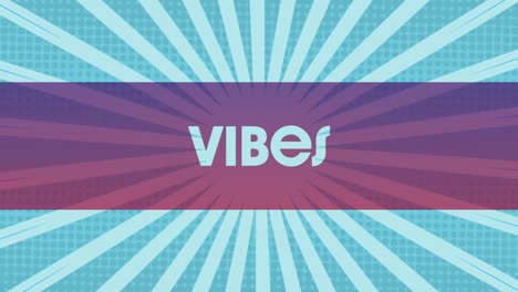 animation of vibes text over blue stripes background