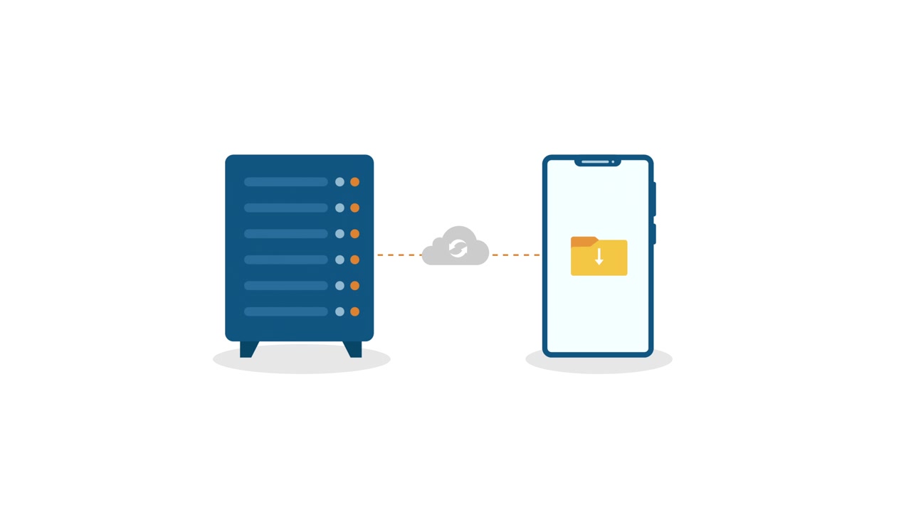 Animated Data Download from Server to Smartphone via Cloud